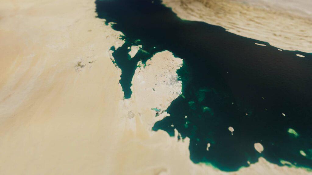 Qatar - VFX Grafik - 3D Landkarte des Landes von Oben